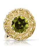 Vintage style Ring Yellow Peridot 14K Yellow gold vrc059y